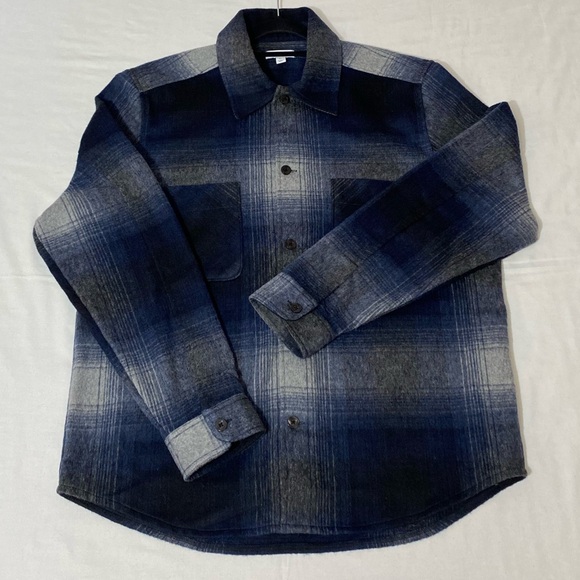 NWOT Reiss Idaho Plaid Over Shirt Size XL (Color Blue Multi). - Picture 10 of 10